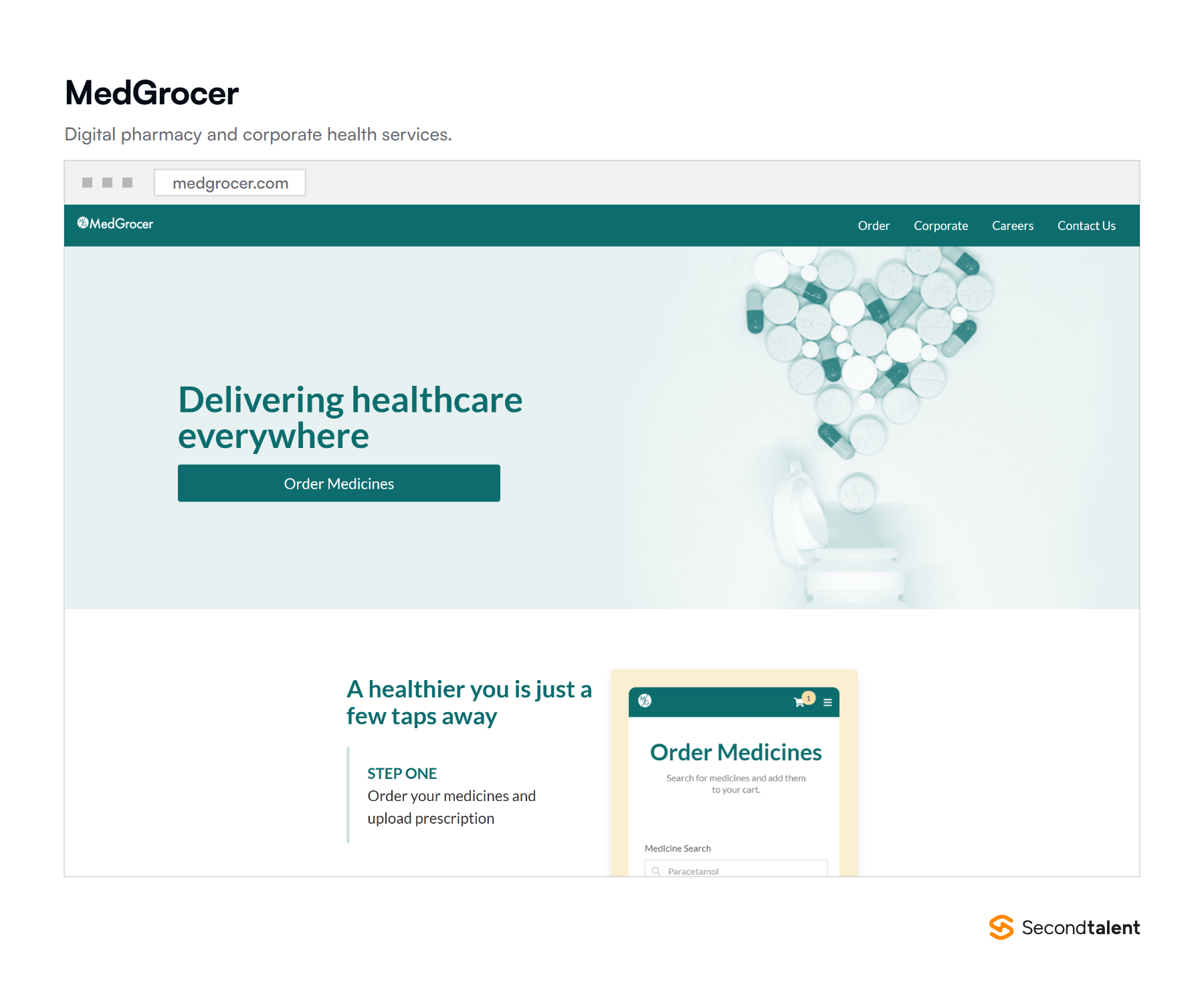 The MedGrocer homepage, a Philippine digital pharmacy and corporate health service.