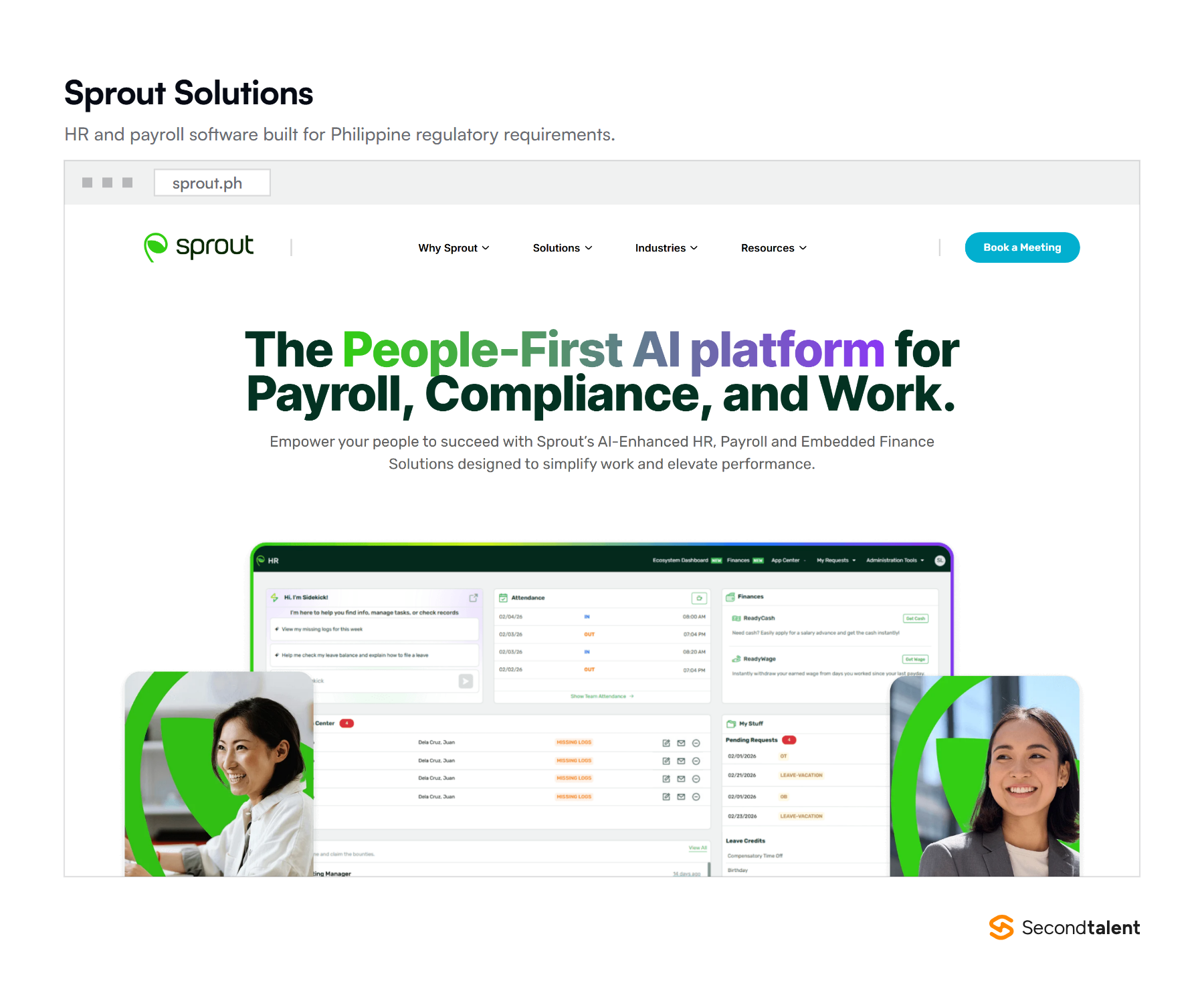 The Sprout Solutions homepage, HR and payroll software for Philippine requirements.