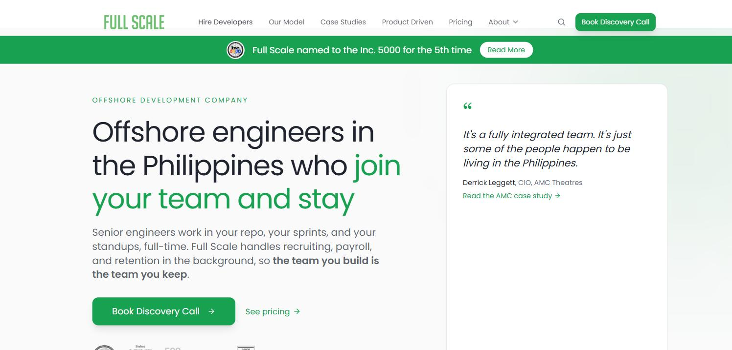 Full Scale homepage, 2026