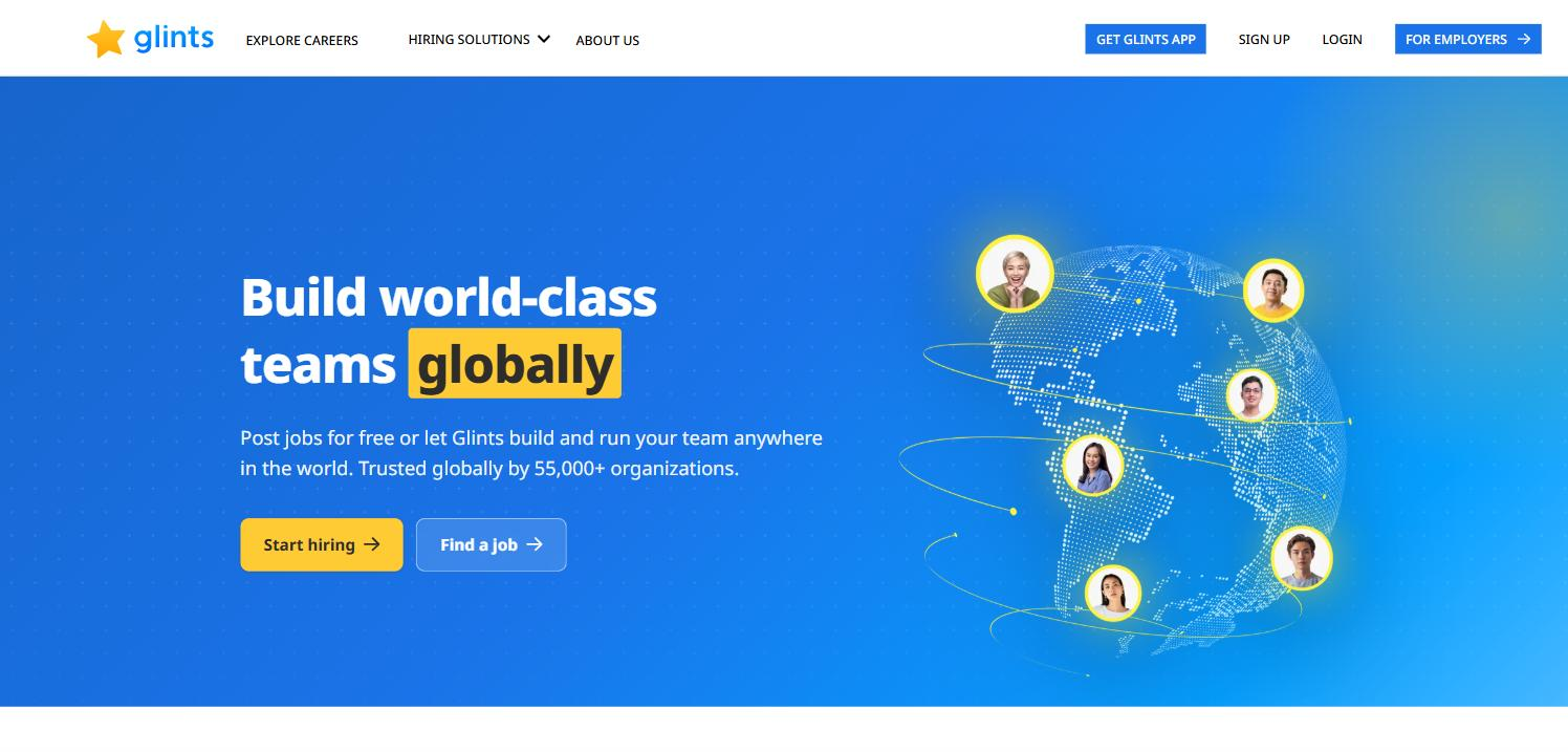Glints homepage, 2026