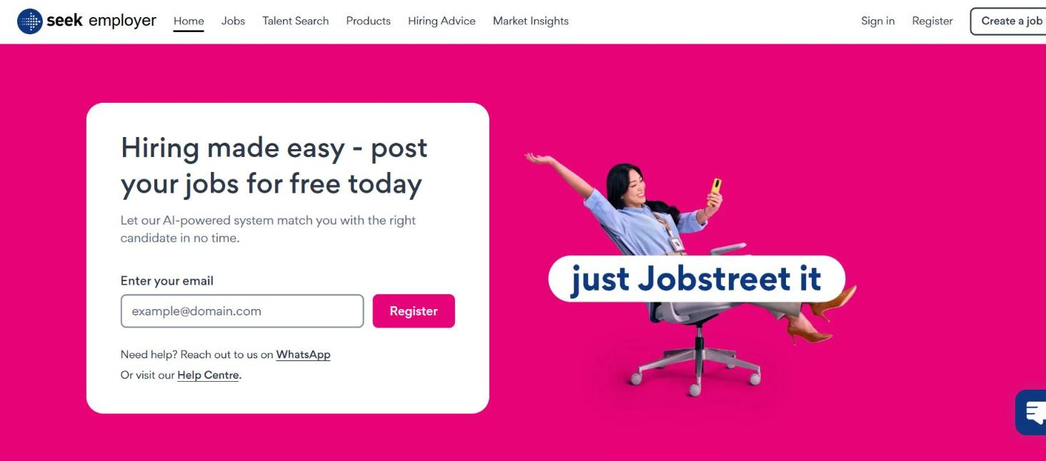 JobStreet by SEEK employer site, 2026