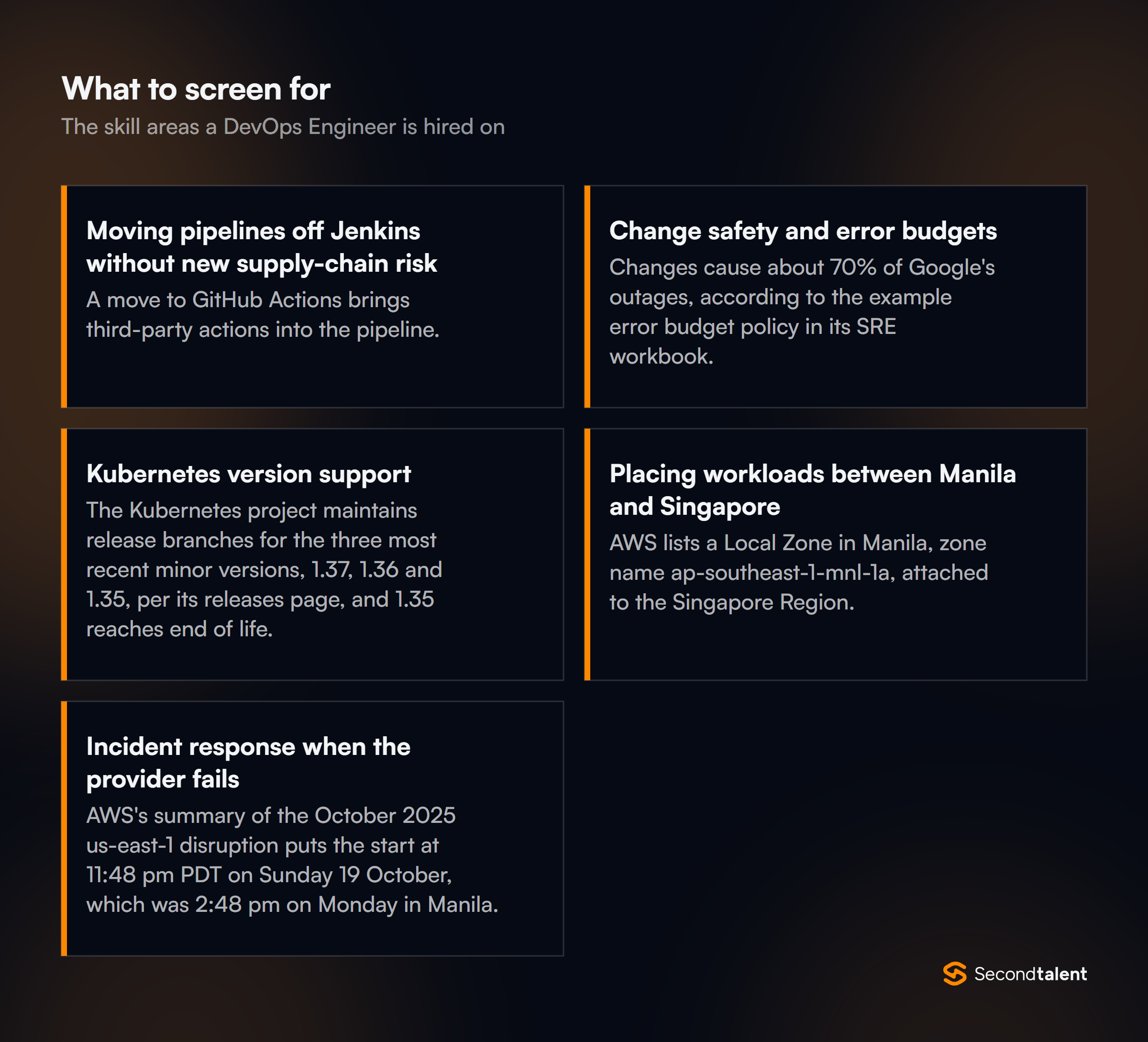 The core skill areas to screen for when hiring DevOps Engineers in the Philippines