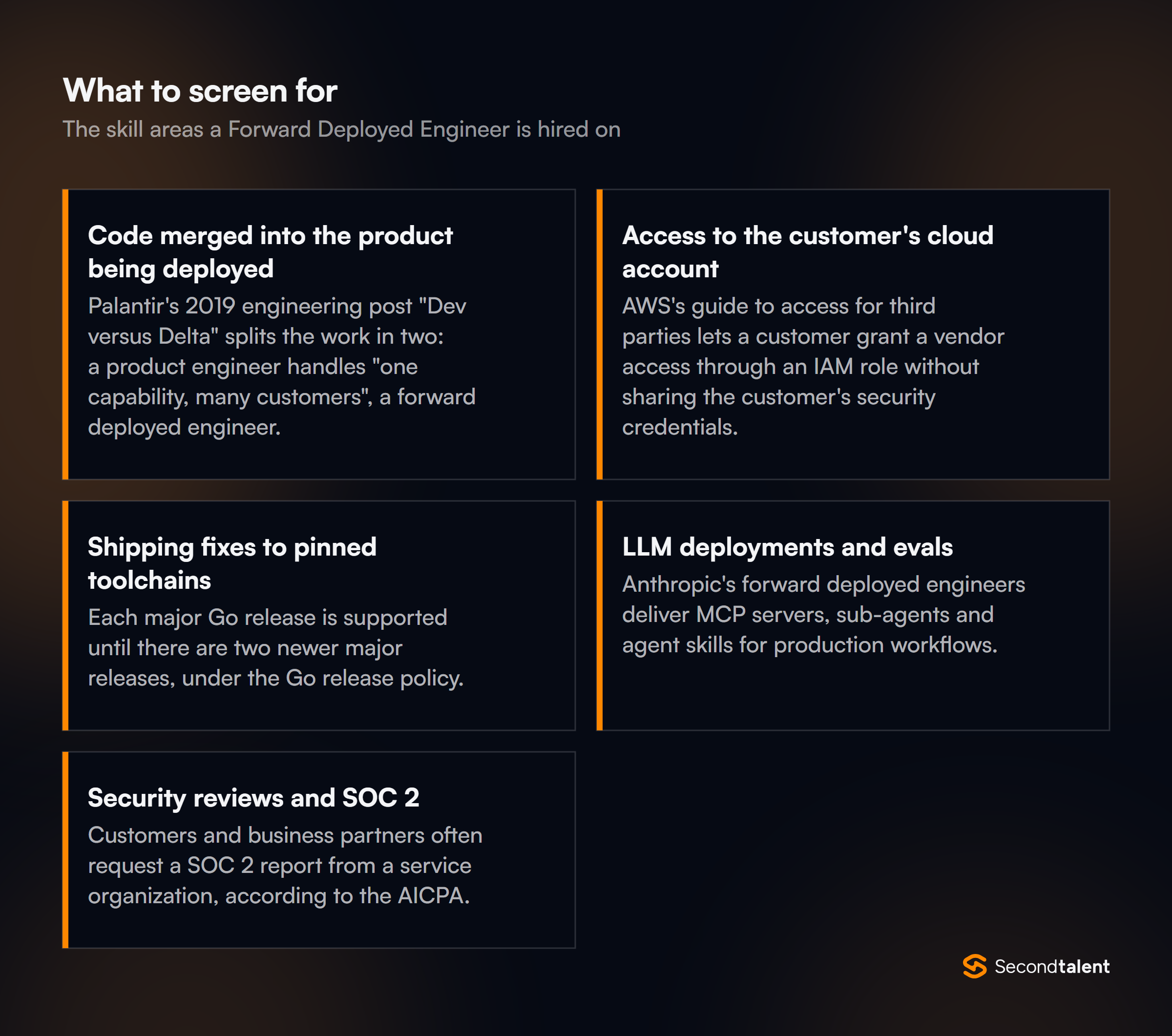 The core skill areas to screen for when hiring Forward Deployed Engineers in the Philippines