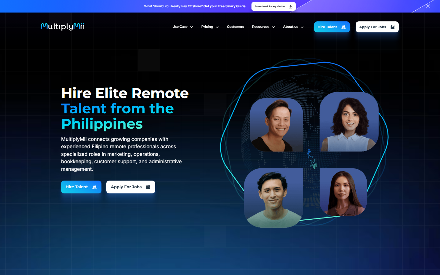 MultiplyMii homepage, remote Filipino professionals for operations, support, finance and marketing roles