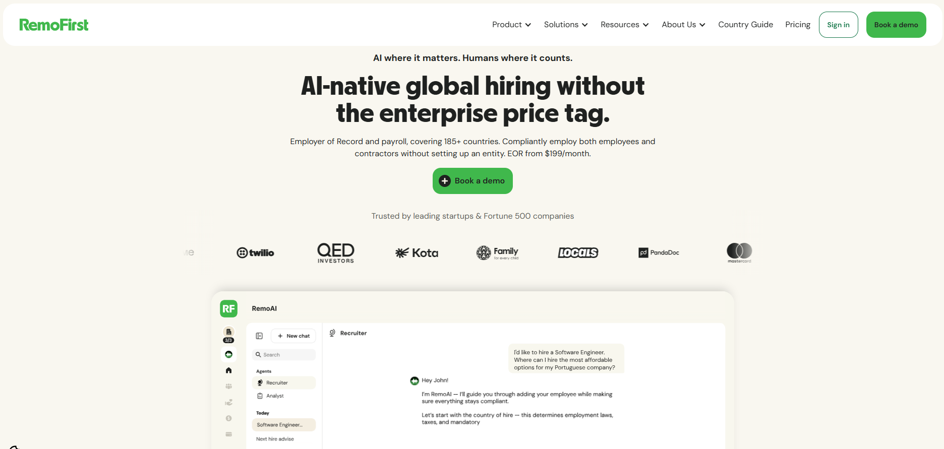RemoFirst homepage, 2026