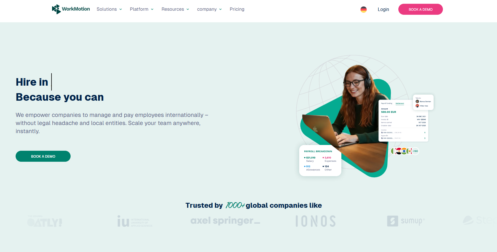 WorkMotion homepage, 2026