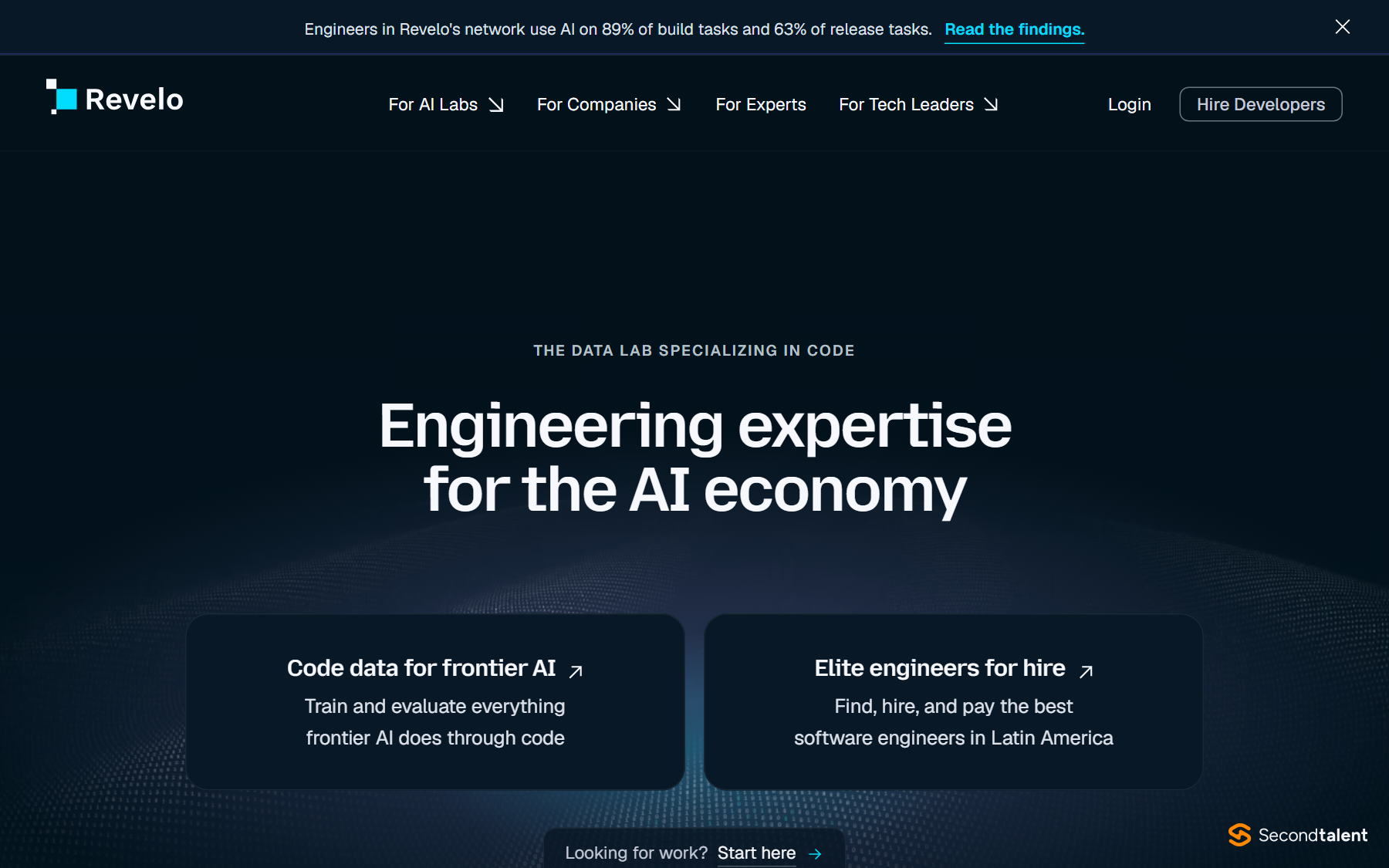 Revelo homepage, 2026