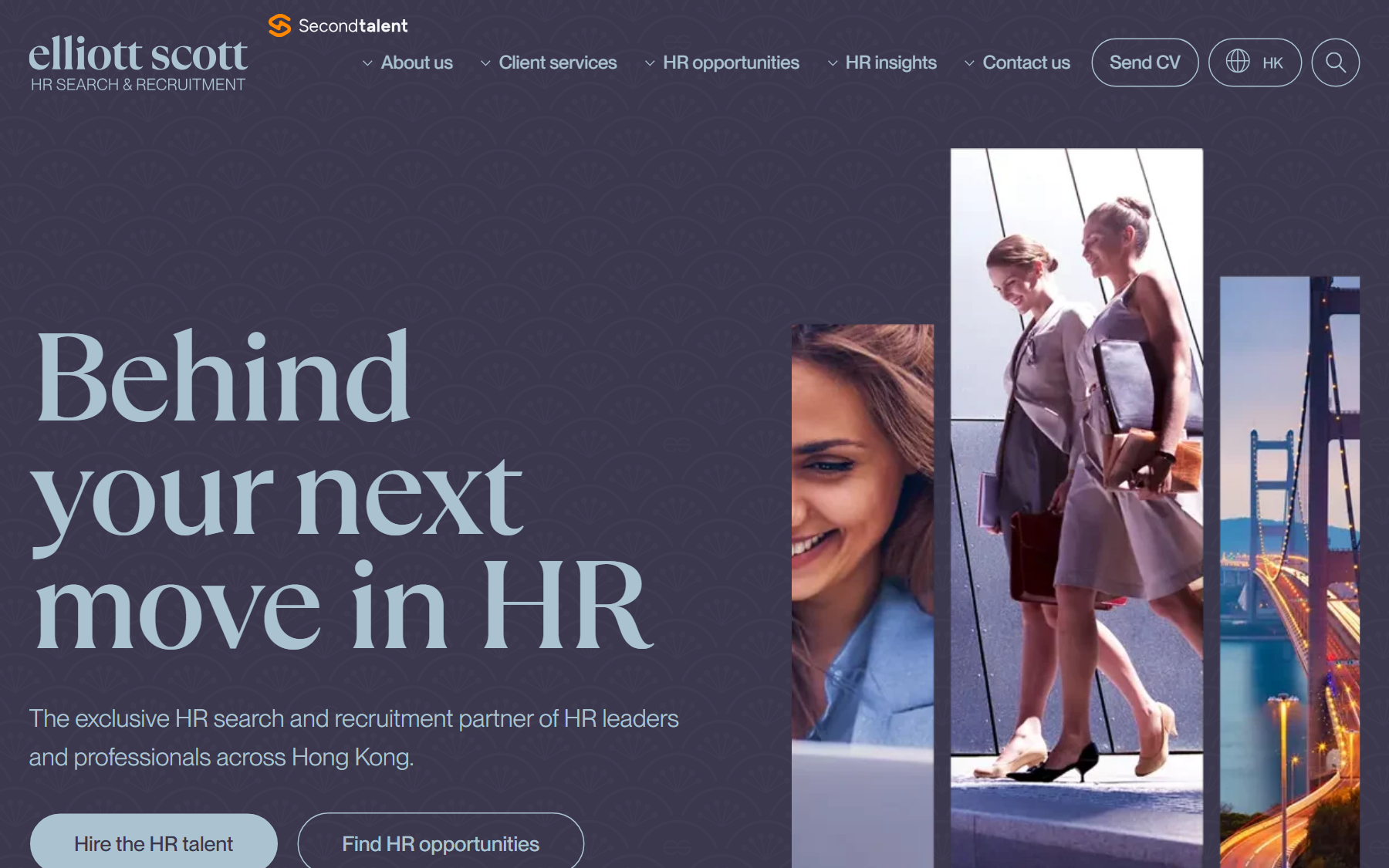 Elliott Scott's Hong Kong homepage, an HR-only search and recruitment firm.