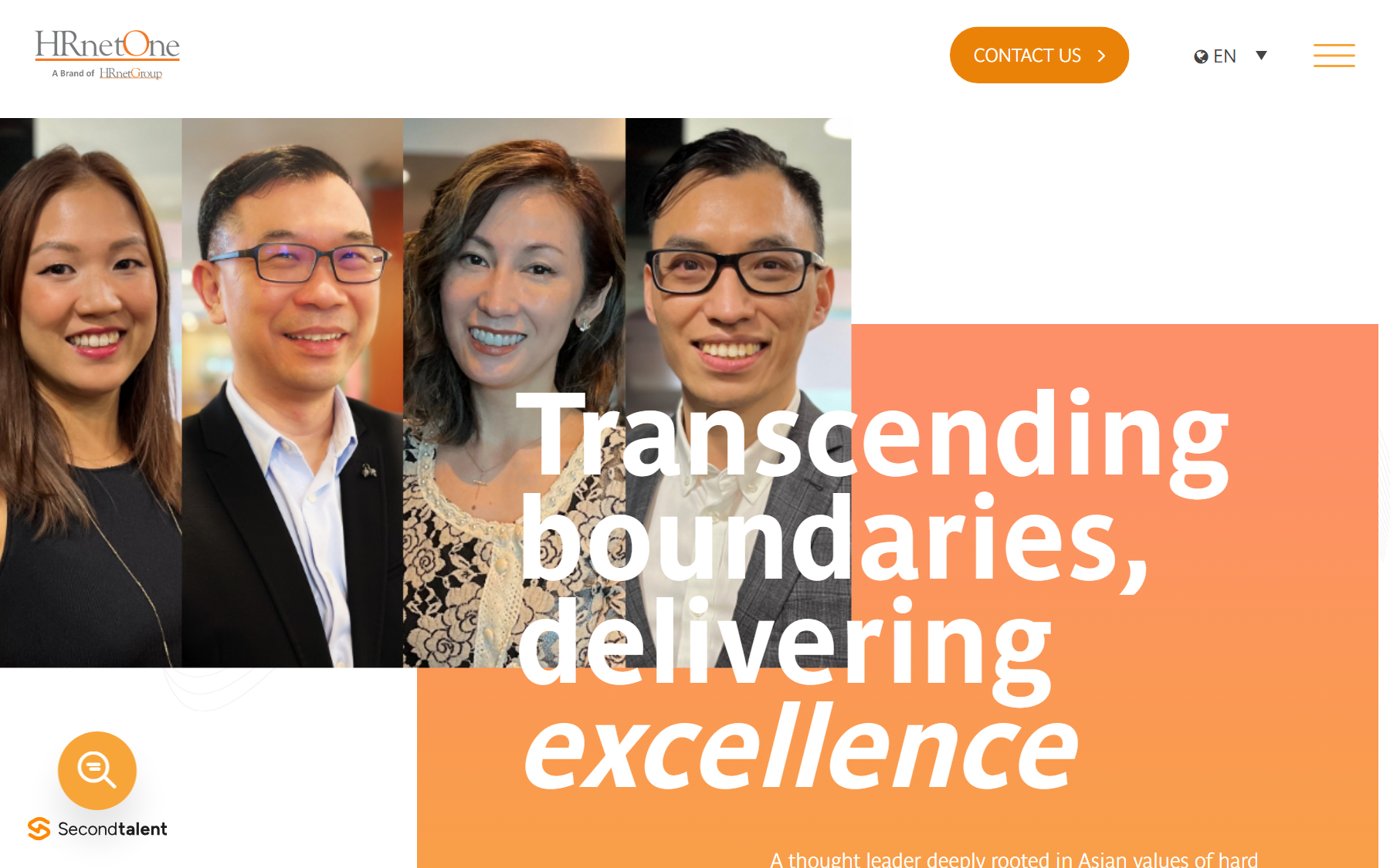 HRnetOne's about page, the executive search brand of Singapore-listed HRnetGroup.