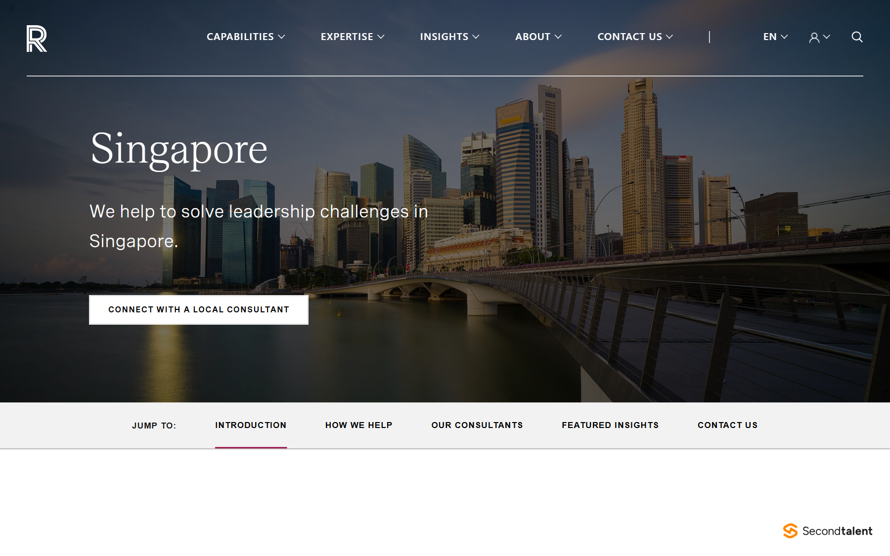 Russell Reynolds Associates' Singapore page, offering executive search and leadership advisory.