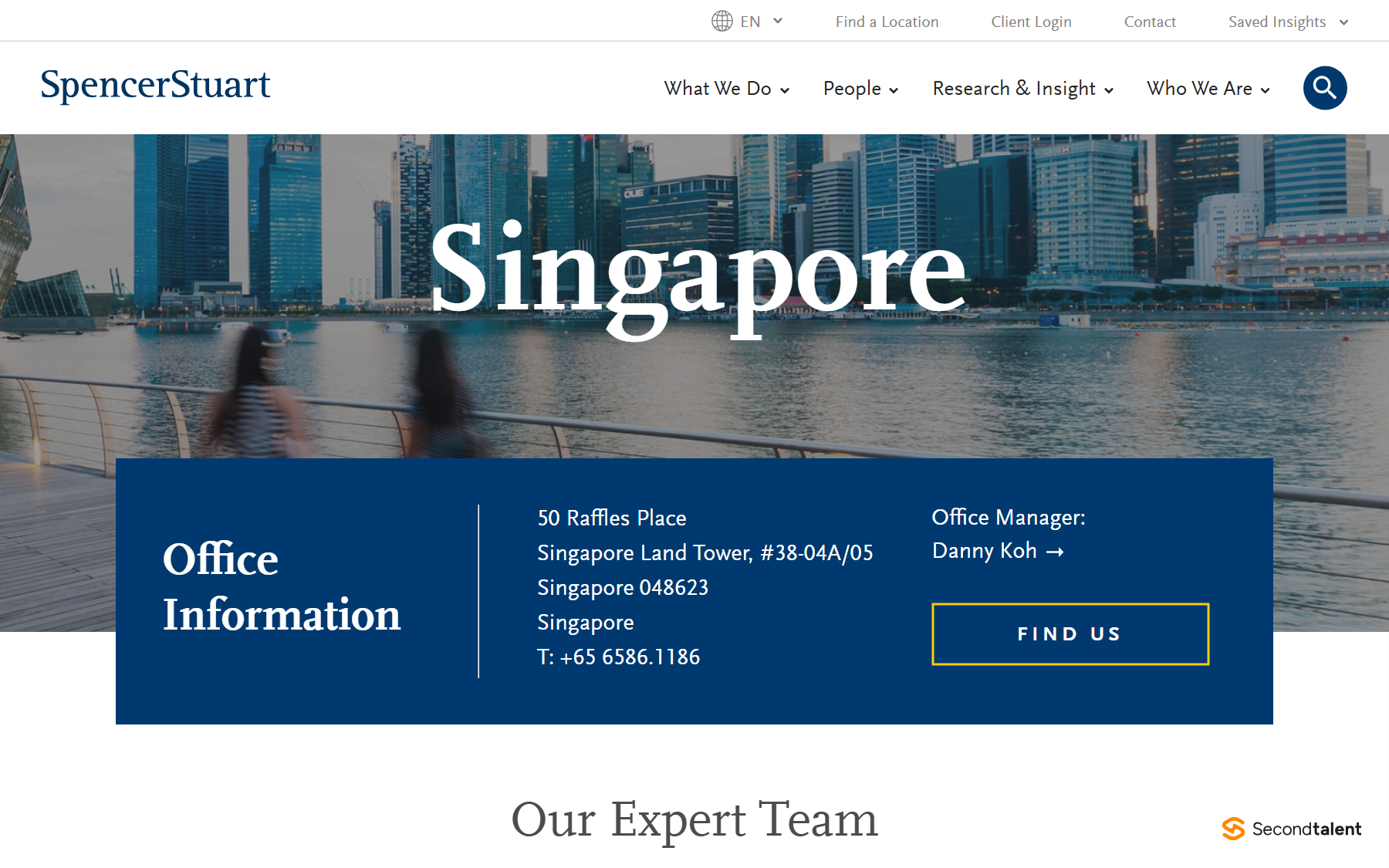 Spencer Stuart's Singapore office page at Singapore Land Tower, Raffles Place.