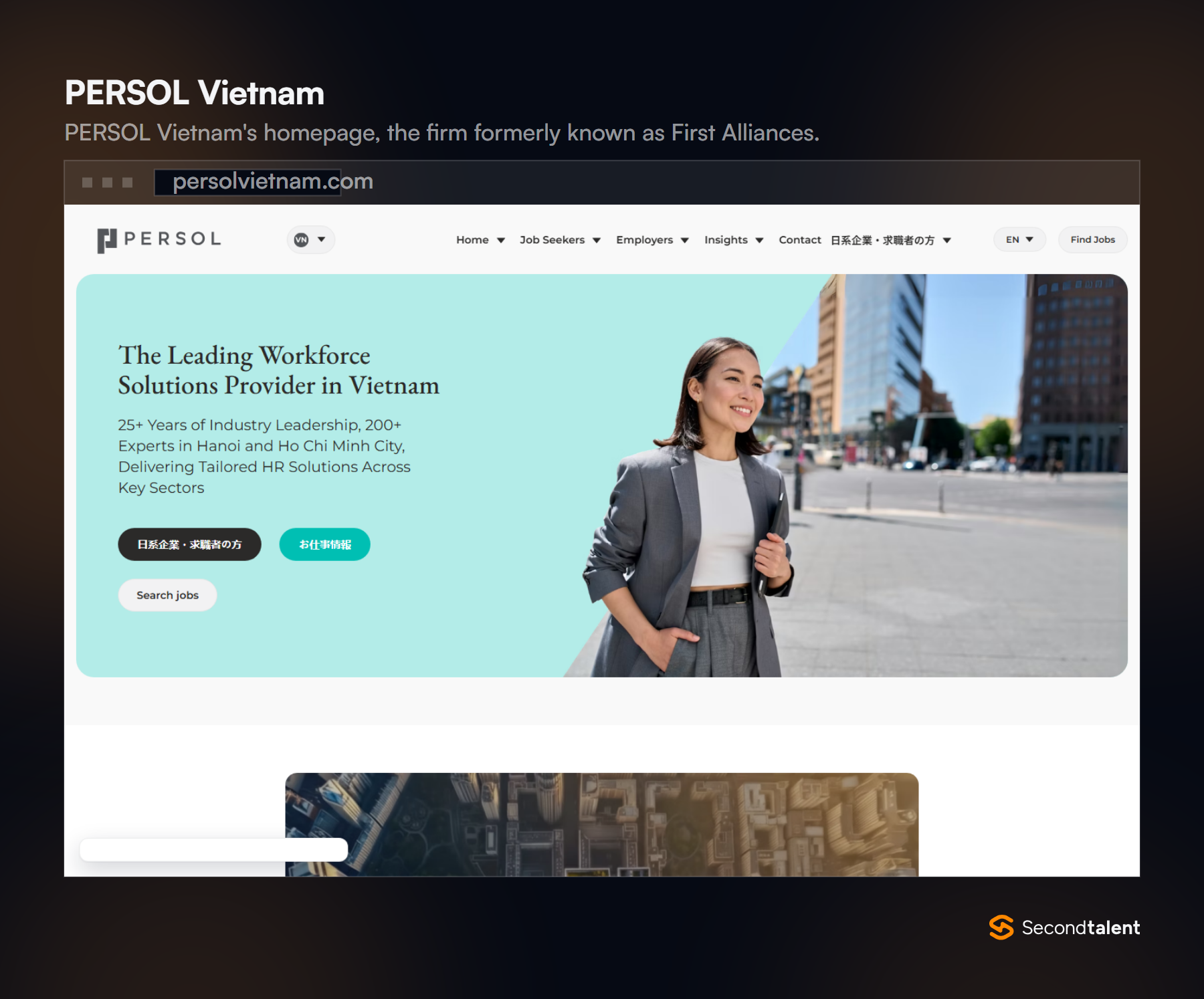 PERSOL Vietnam homepage, the recruitment firm formerly known as First Alliances.