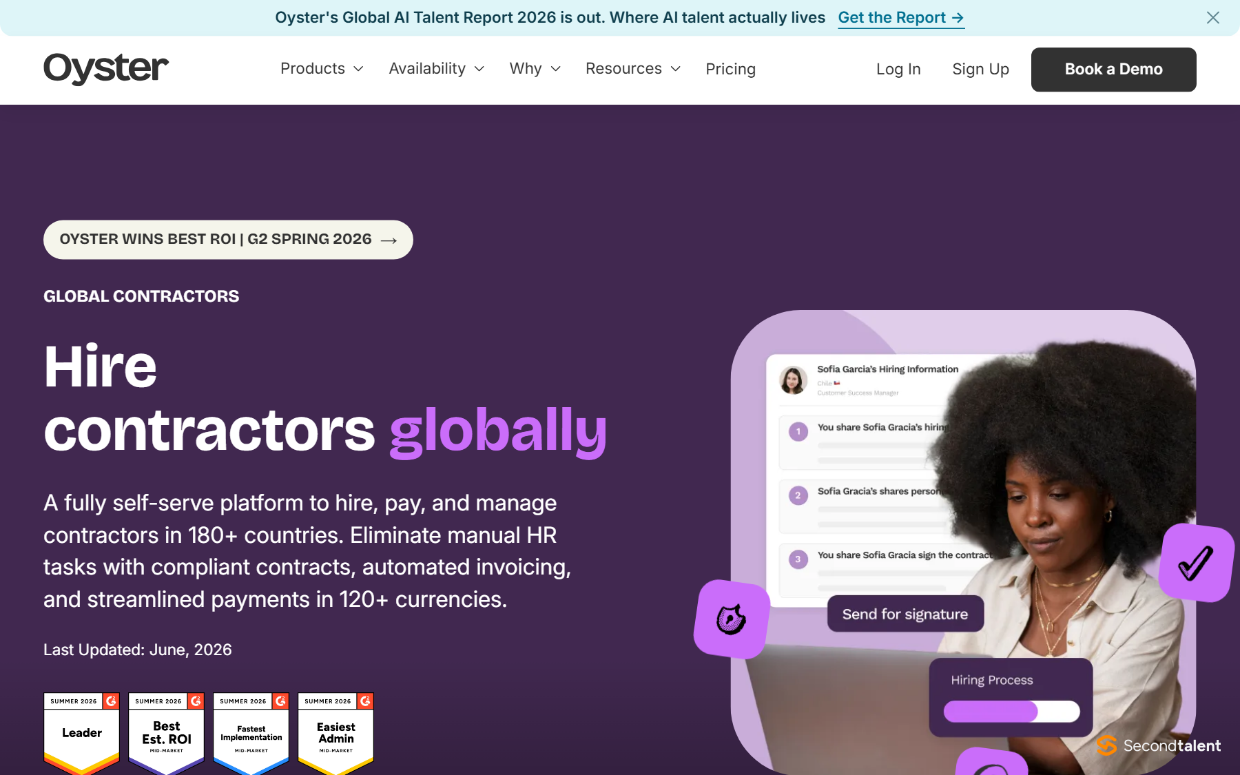 Oyster Global Contractors page, 2026