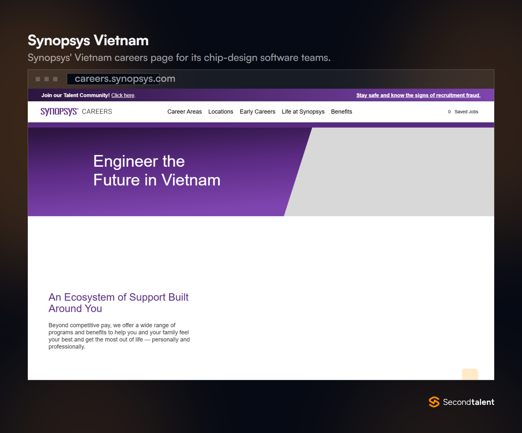 Synopsys careers page headed Engineer the Future in Vietnam.