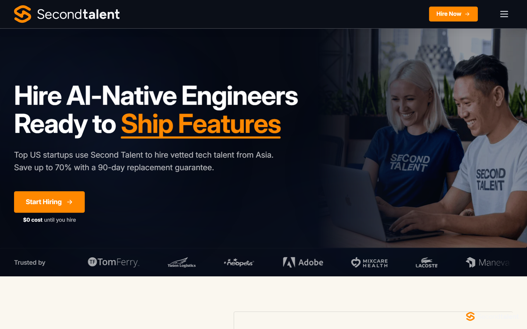 Second Talent homepage, 2026