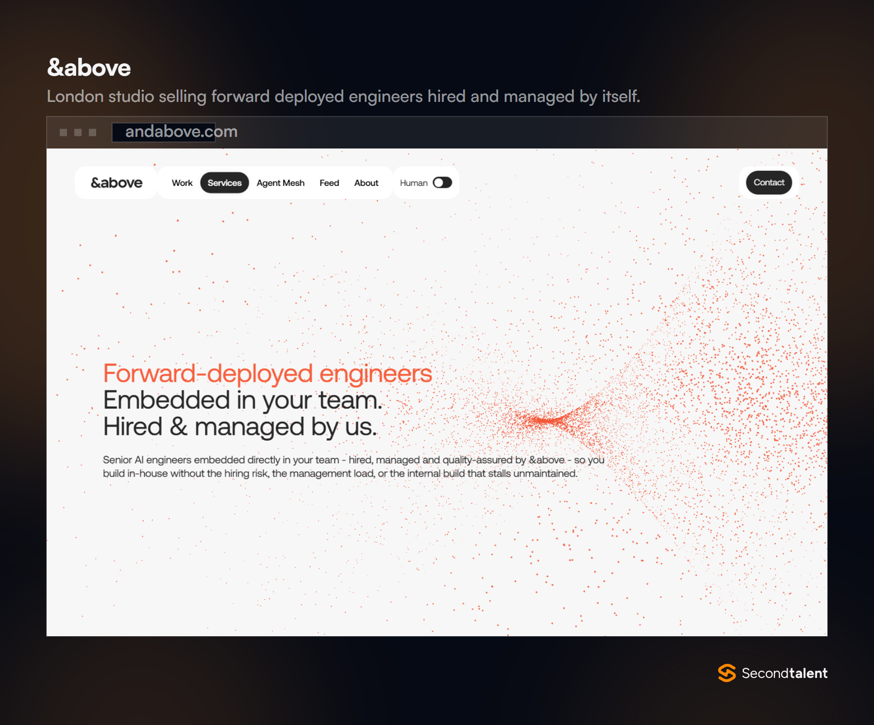 &above service page: forward-deployed engineers, embedded in your team, hired and managed by us.