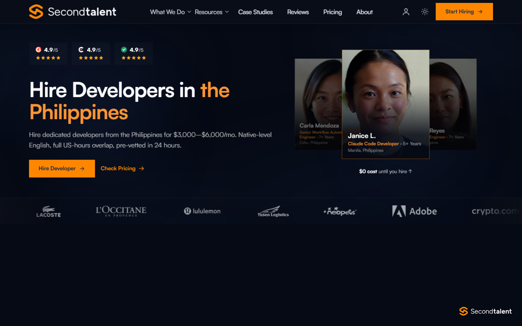 Second Talent hire developers in the Philippines page