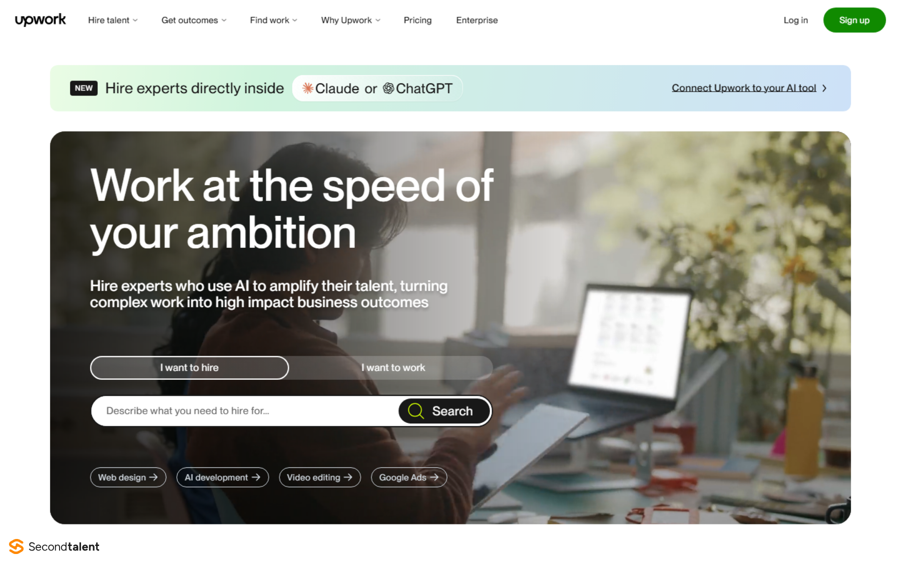 Upwork freelance marketplace homepage