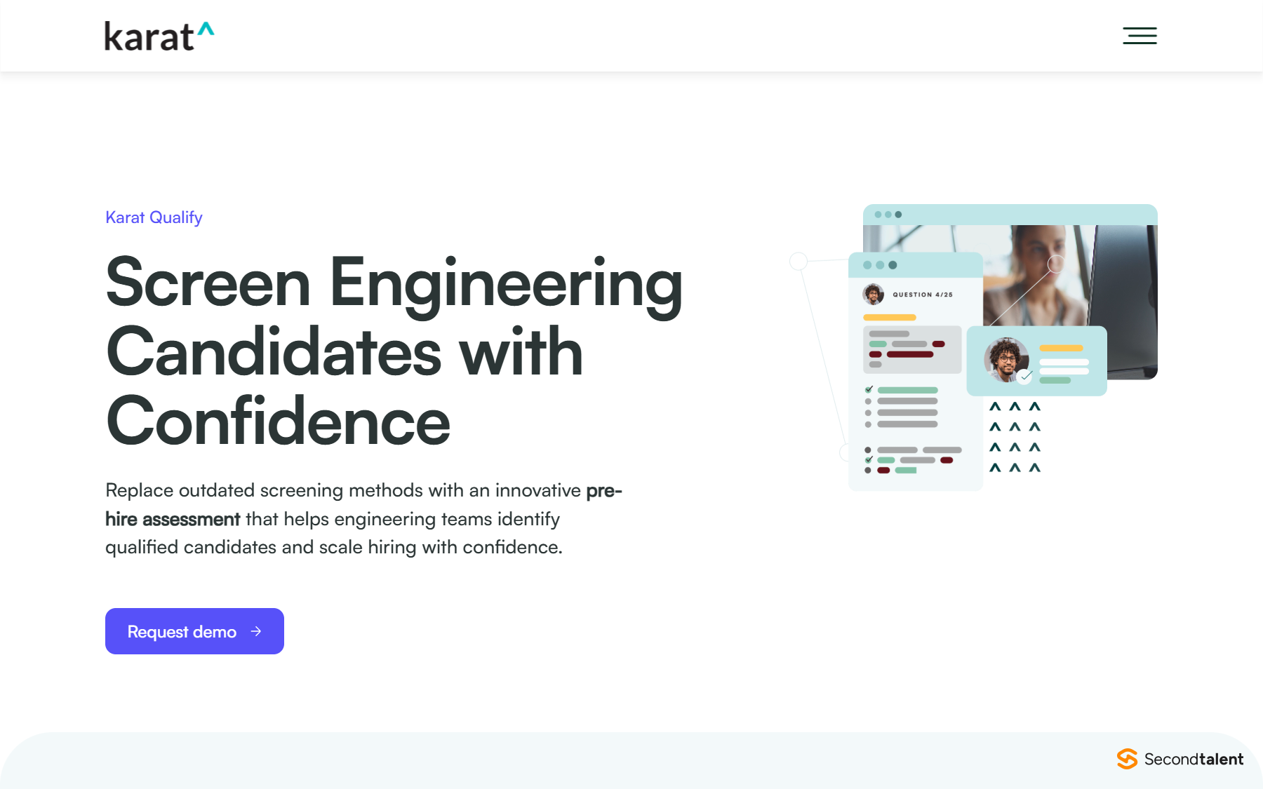 Karat Qualify pre-hire assessment page, 2026