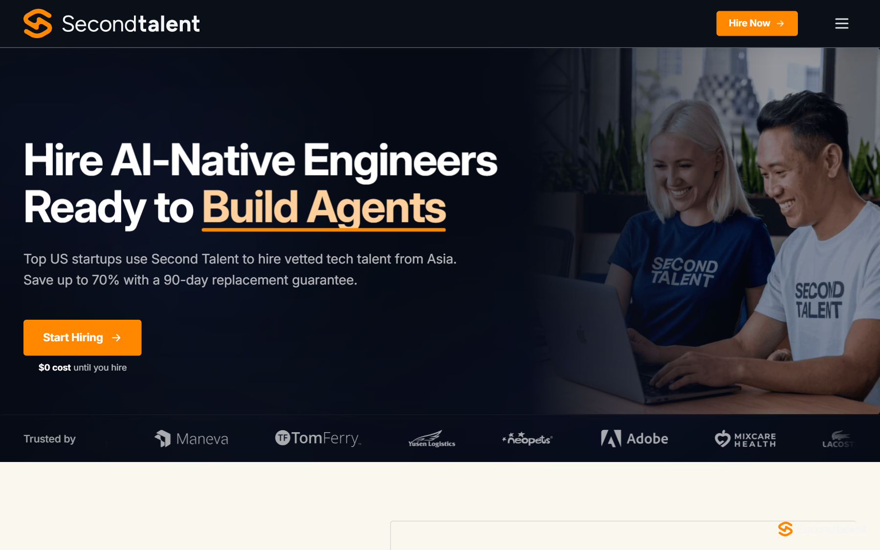 Second Talent homepage, 2026